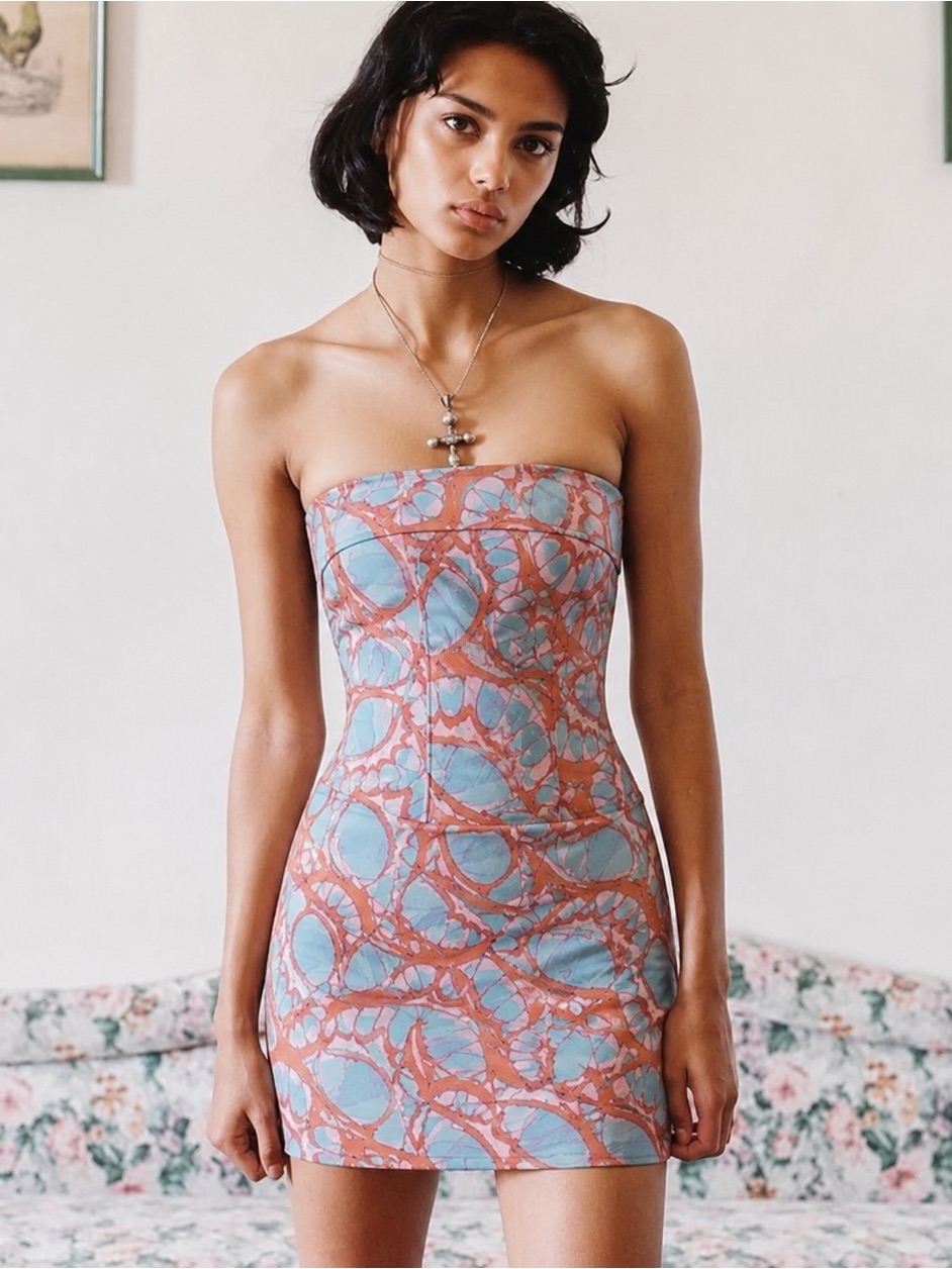 With Jean Chloe Corset Mini Dress In Butterfly Print Size Xs